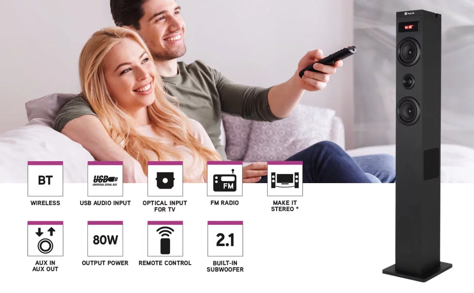 NGS Sky Charm 2.1- Torre de Sonido Bluetooth